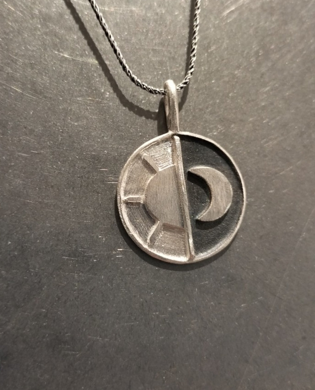 Güneş ve Ay 925 Ayar Gümüş Kolye